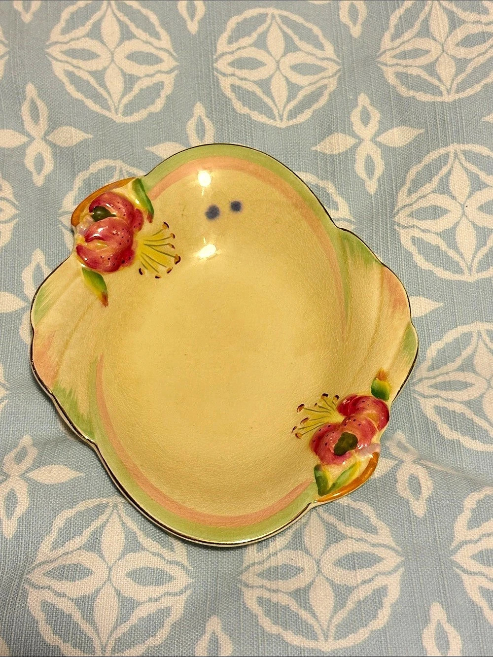 Vintage Royal Winton Grimwades Yellow Floral Trinket Dish England